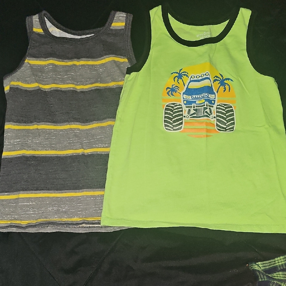 Kids Sleeveless Tops - Green and Gray